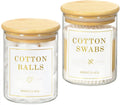 Luxspire 2 Pack Glass Qtip Holder Dispenser, 13.4 oz Cotton Swab Holder with Bamboo Lids, Glass Apothecary Jars Bathroom Accessories Canisters for Cotton Swabs, Balls, Pads, Floss Picks