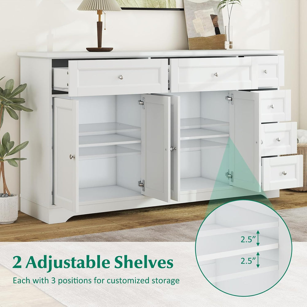 Giantex Large Buffet Cabinet with Storage, 59” Kitchen Cabinet with 4 Doors, ...