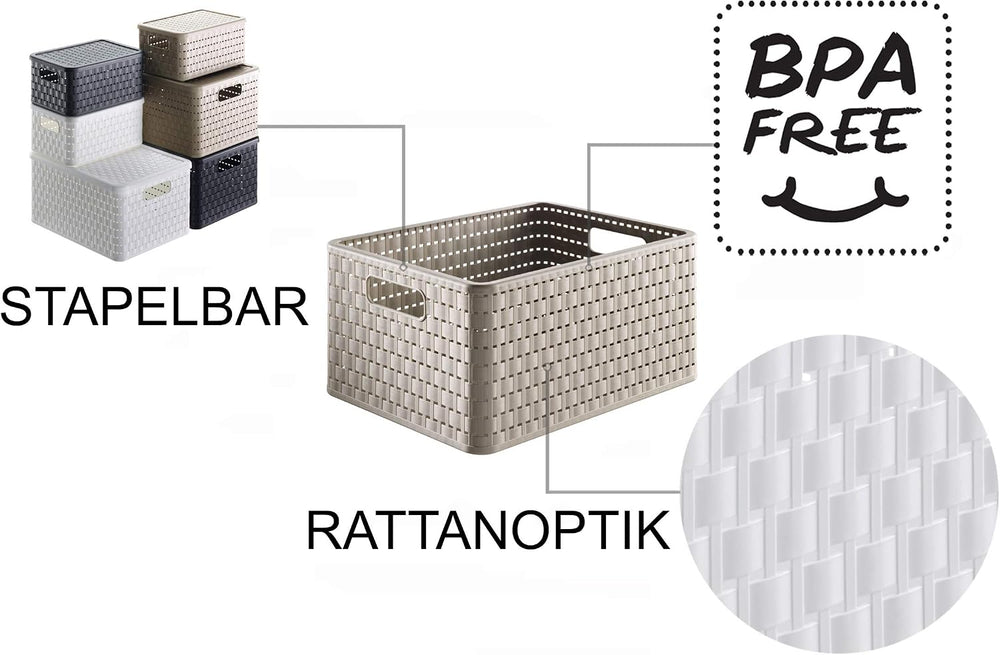 Rotho Country Set of 3 Storage Baskets 18 l, 3 x A4/18l (36,8 x 27,8 x 38,5 c...