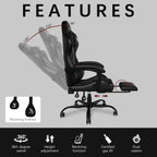 Gaming Chair, Heavy Duty Ergonomic Computer Gaming Chairs, High Back Video Game Chairs, 400 lbs Lumbar Support Linked Armrests Adult sillas Gamer with Retractable Footrest (Black)