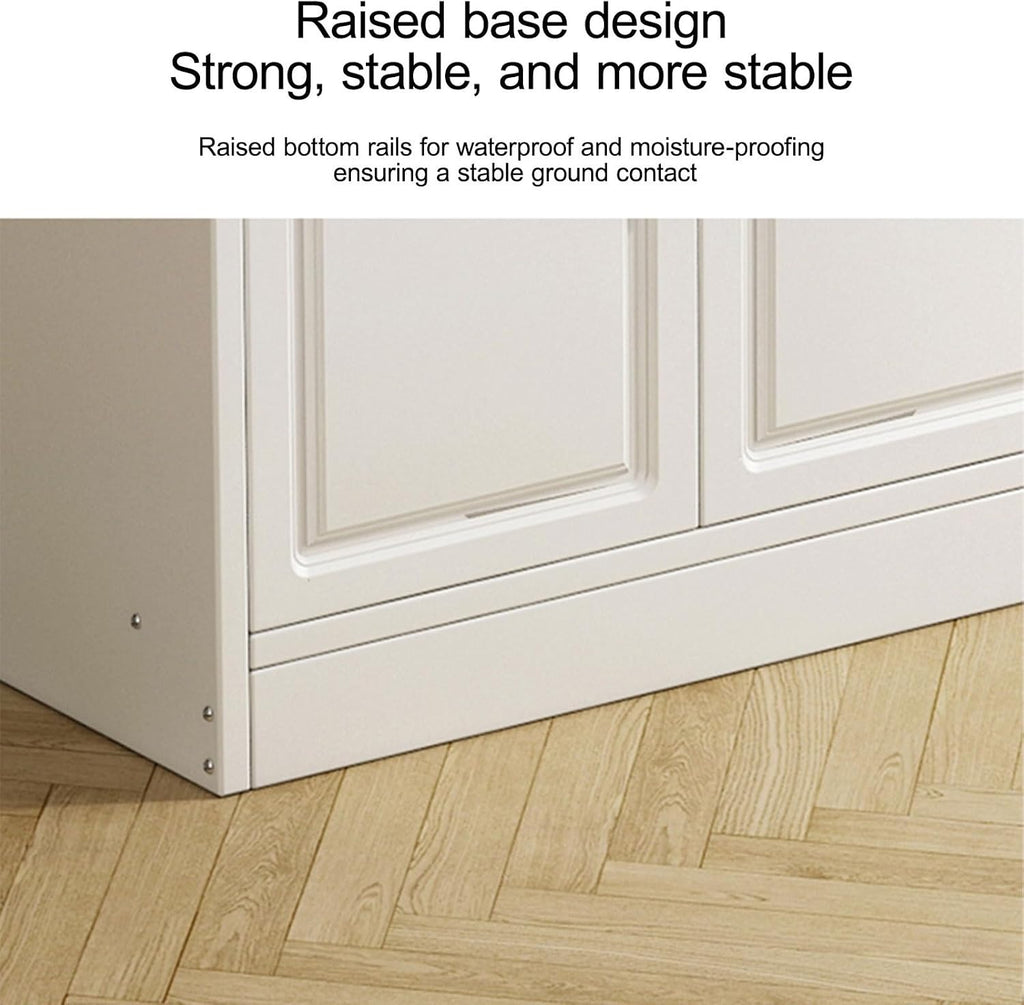 Pantry Storage Cabinet, with Adjustable Shelf, Sideboard with Buffet Cupboard,Farmhouse Coffee Bar Station Doors and Shelves for Dining Room(White,60cm/23.6in)