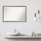 Amanti Art Grey Wall Mirror 25x37 Svelte Clay Grey Rectangle Bathroom Mirror for Wall Decor Living Room, Large Modern Wood Frame, Hangs Horizonally and Vertically, Bathroom Decor, Beveled Edge