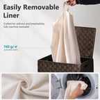 Foldable Laundry Hamper Basket with Lid by Fiona's magic, Handwoven 96L Large Clothes Hamper with Removable Liner Bags, Collapsible Tall Hamper for Bedroom, Bathroom and Dorm Organizer, 2Pack, Brown