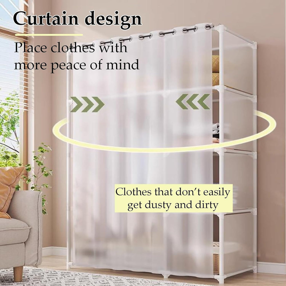 Portable Wardrobe - Heavy-Du Steel e with Hanging Rod & STO Cartment - Bl...