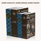 Diversion Safe Book Safe with Combination Lock, Hidden Safe (10.55 x 7.95 x 2.62 Inch) in Coffee Color, Steel Material, Waterproof and Fireproof with Fireproof Bag