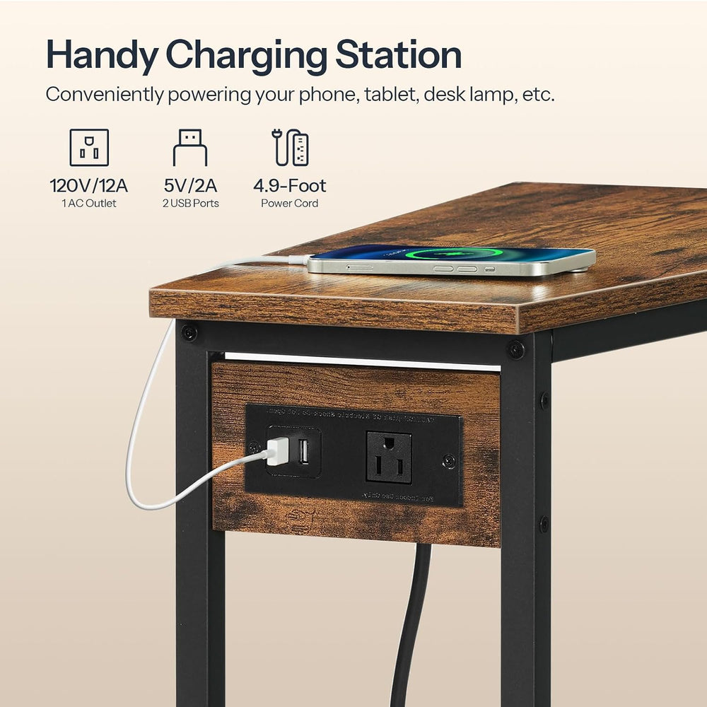 HOOBRO Wedge End Table and Wire Cube Storage Organizer, Recliner Wedge Side T...