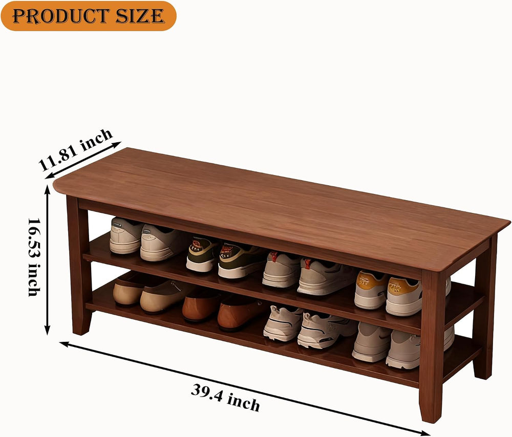 SOBIBO Shoe Rack Bench for Front Door Entrance, Solid Wood Shoe Bench for Clo...
