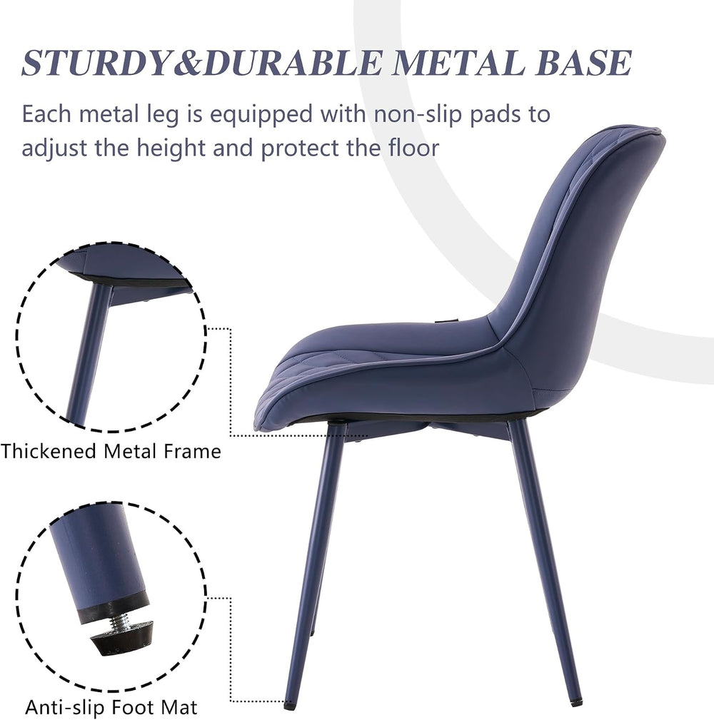 YOUNIKE Faux Leather Dining Chairs Set of 2 Mid-Century Modern High Padded Ba...
