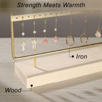 Earring Organizer Stand for Women, 4 Tier Tall Jewelry Holder Organizer Rack, Tabletop Display Rack Multiple Pierced Earrings, Wood and Iron Hanging Jewelry Organizer, Gold Jewelry Storage