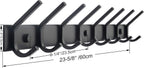 WEBI Coat Rack Wall Mounted,8 Coat Hooks for Hanging Coats,24" Heavy Duty Metal Double Hook Rack Rail Coat Hanger Wall Mount for Clothes Entryway Jacket,Black