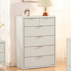 LEYAOYAO Fluted 6 Drawers Dresser for Bedroom, 42" Tall Modern Chest of Drawers with Metal Handle, Curved Profile Design,White Wood Drawer Organizer for Bedroom, Living Room, Hallway, Entryway