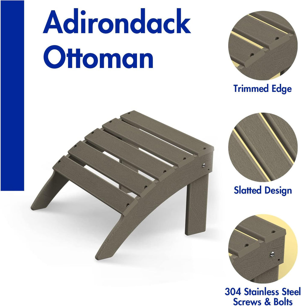 BRIOPAWS Adirondack Ottomans | Folding | Set of 4 | HDPE Plastic | Wood Grain...