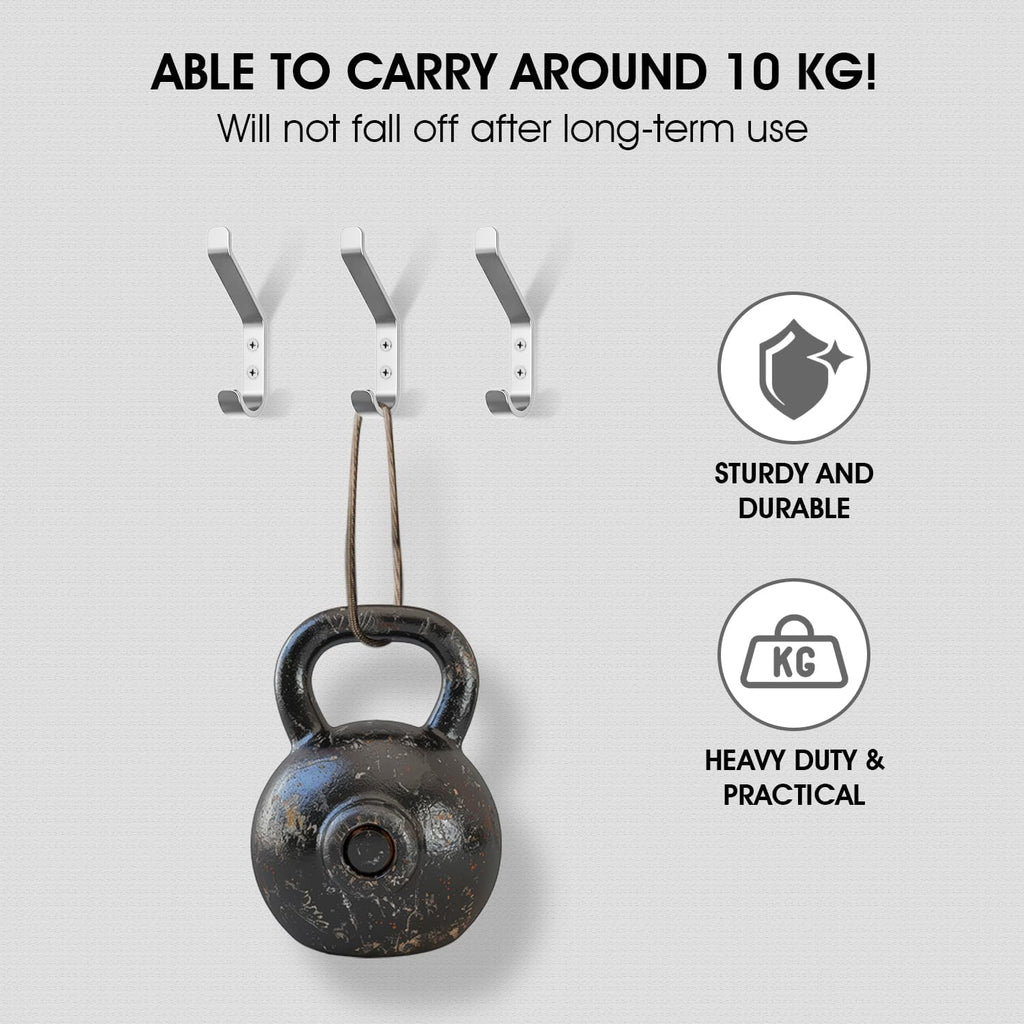 GlazieVault Coat Hook– Door Hook (10 Pack) - Heavy Duty Wall Mounted - Premium Design Rust Free Hooks