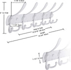 Dseap Wall Mounted Coat Rack - 5 Tri Hooks, Heavy Duty, Stainless Steel, Metal Coat Hook Rail for Coat Hat Towel Purse Robes Mudroom Bathroom Entryway (White, 2 Packs)