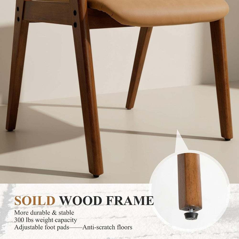Dining Chairs Set of 6, Wooden Kitchen Chairs with Arms, Brown