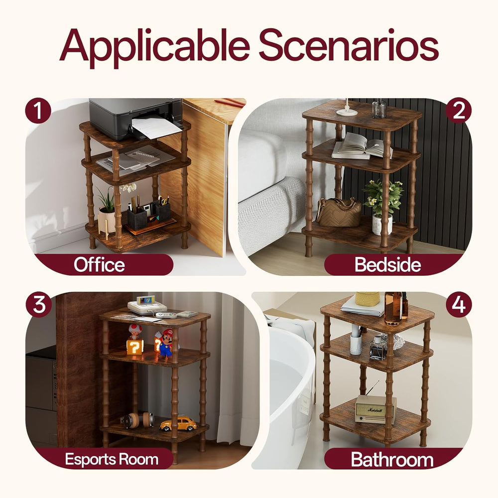 Side Table,Living Room End Tables with 3-Tier,Small Nightstand Table for Smal...