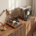 Vinyl Record Storage Holder, Wooden Record Stand Organizer for Vinyl Records & LPs, Magazine Holder, CD Storage, DVD Storage, CD Holder, Album Organizer Shelf for Home, Living Room, Music Room