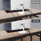 Cable Management Under Desk (31.5in J Channel 2x15.7in) Self Adhesive Cable Raceways Channel, Easy to Install Cord Cover Hider Desk Cord Organizer Electrical Black
