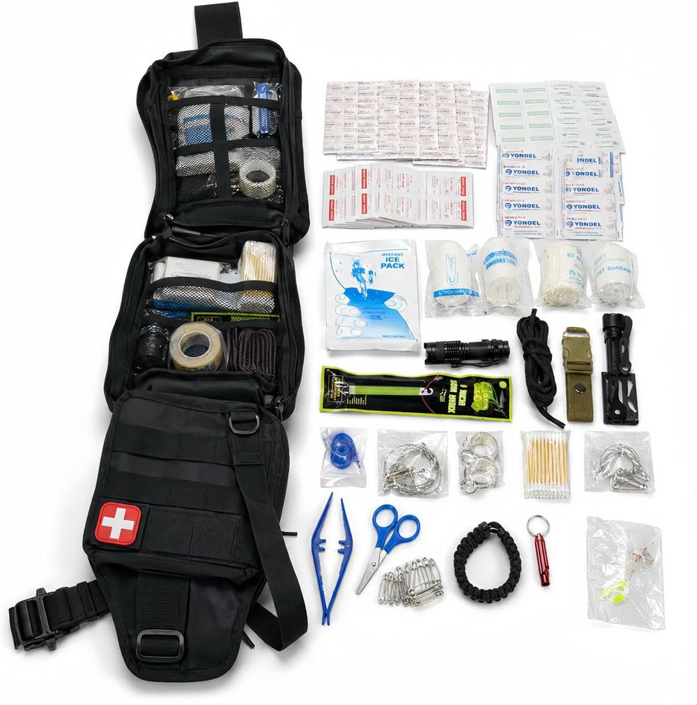 217-Piece Emergency Survival & First Aid Kit, Tactical Molle Pouch with F...