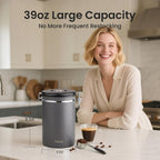 Veken Coffee Canister, 39OZ Large, Airtight Stainless Steel Food Storage Container for 2.2lbs Coffee Beans,Ground, Sugar,Espresso,Rice,Tea,Flour, Cereal,Home Kitchen Pantry Bar Accessories, Gifts,Gray