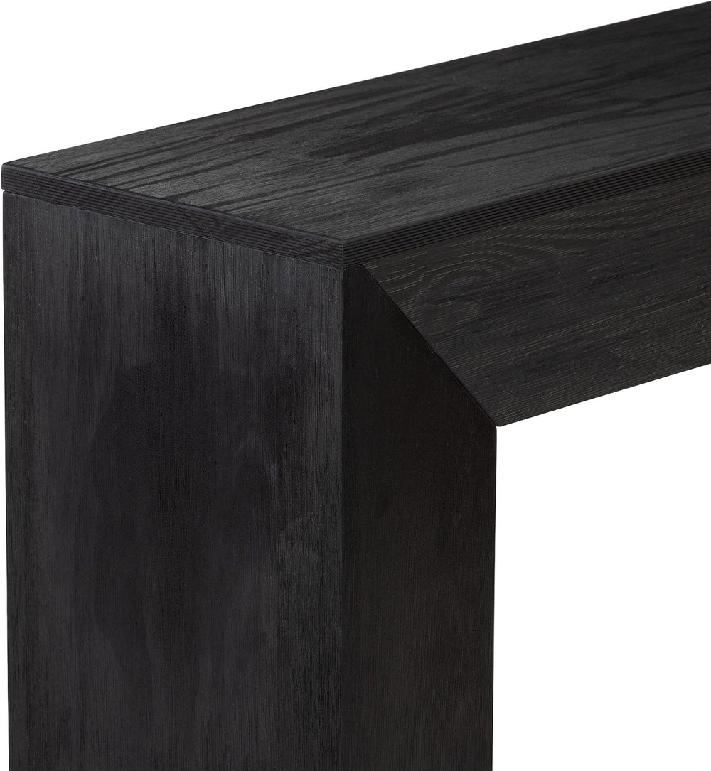 Plank+Beam Grand Console Table, 56 Inch, with Shelf, Black Wirebrush | Balanc...