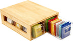 Tea Bag Organizer, Bamboo and Acrylic Drawer Tea Bag Holder Wood Teas Bags Storage for Drawers with 2 Roomy Compartments for Kitchen Living Room