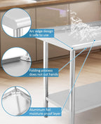 GarveeTech 60 in x 24 in Stainless Steel Prep Table, NSF Metal Work Table with Backsplash, Adjustable Undershelf, 5 Hooks, Heavy Duty Workbench Workstation for Home Kitchen Restaurant