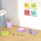 WINFFOR Acrylic Notepad Holder Dispenser - 3x3 in Sticky Note Memo Holder for Desk Organizer (W/O Pads) Office Desk Accessories School Supplies, Purple
