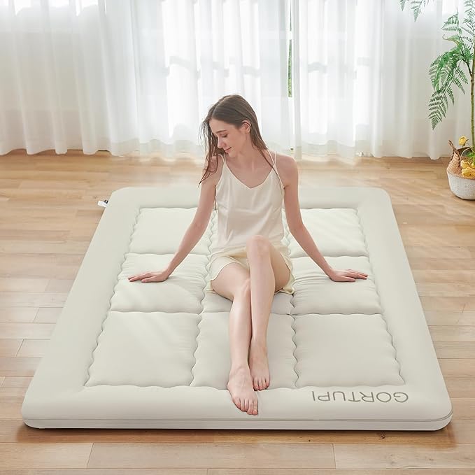 Full Japanese Floor Futon Foldable Futon Mattress for Floor Tatami Mattress Portable Rollaway Bed for Guest Playmat for Kids Tatami Sleeping Pad Japanese Mattress for Adults Beige A