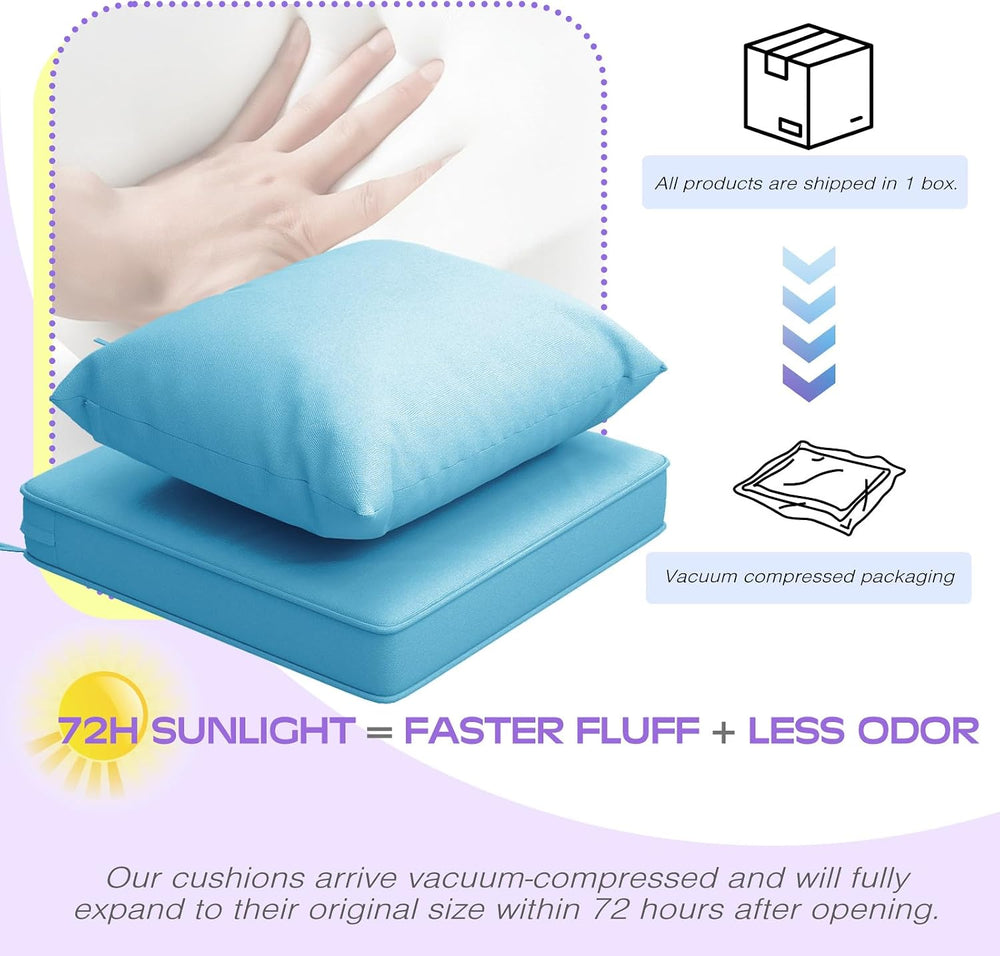 Outdoor Chair Cushions Set of 4, 22 x 22 Inch Patio Furniture Cushions with S...