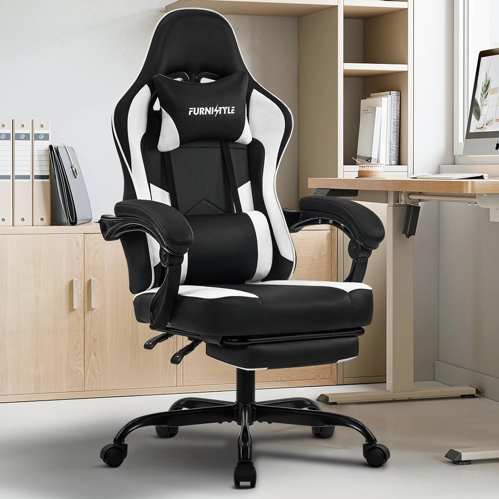 Gaming Chair with Footrest, Reclining Video Game Chairs for Adults with Lumba...