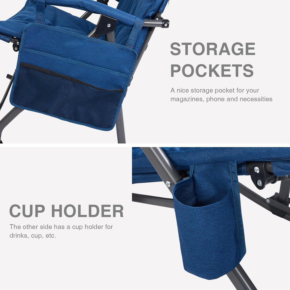 EVER ADVANCED Oversized Folding Rocking Camping Chair, Padded Portable Rocker...