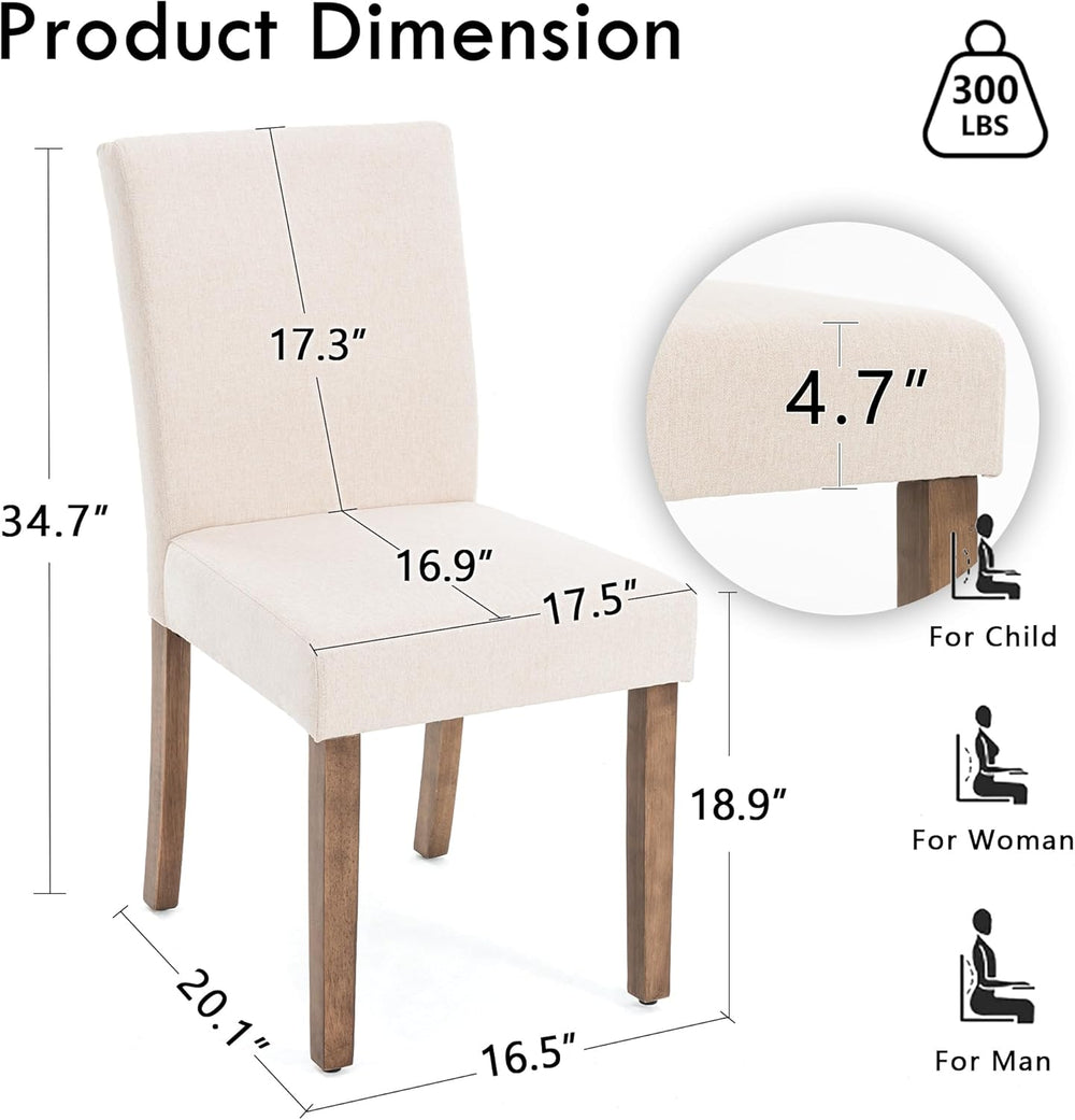 Rowill Modern Upholstered Dining Chairs Set of 2, Linen Fabric Side Dining Ro...