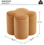 Camel Velvet Ottoman Set of 2, Small Vanity Stool, Modern Footstool | Multi-Functional Ottoman Stool, Footrest for Couch, Flower Footstool for Makeup Room, Entryway and Living Room
