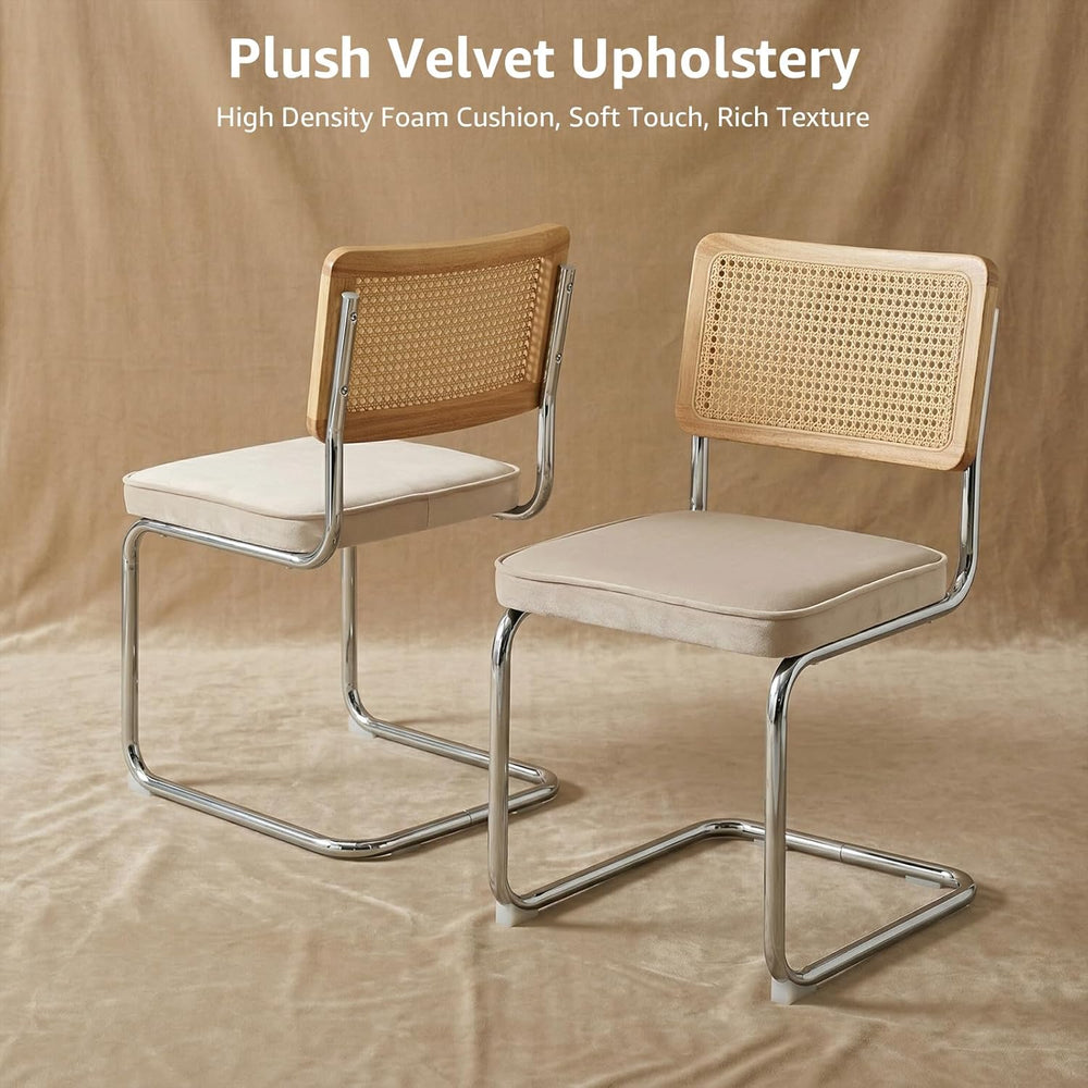 Rattan Dining Chairs Set of 4, Mid-Century Modern Dining Room Chairs with Can...