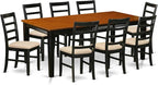 East West Furniture QUPF9-BCH-C 9 Piece Dining Table Set Includes a Rectangle Dinner Table with Butterfly Leaf and 8 Linen Fabric Dining Room Chairs, 40x78 Inch, Black & Cherry