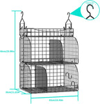HapiRm Hanging Closet Organizer Storage - 3 Tier Metal Stackable Hanging Closet Shelves with Dividers and S Hooks, Foldable Clothes Shelves for Clothes, Pants, Shoes, Coat, Hats Clutches Accessories