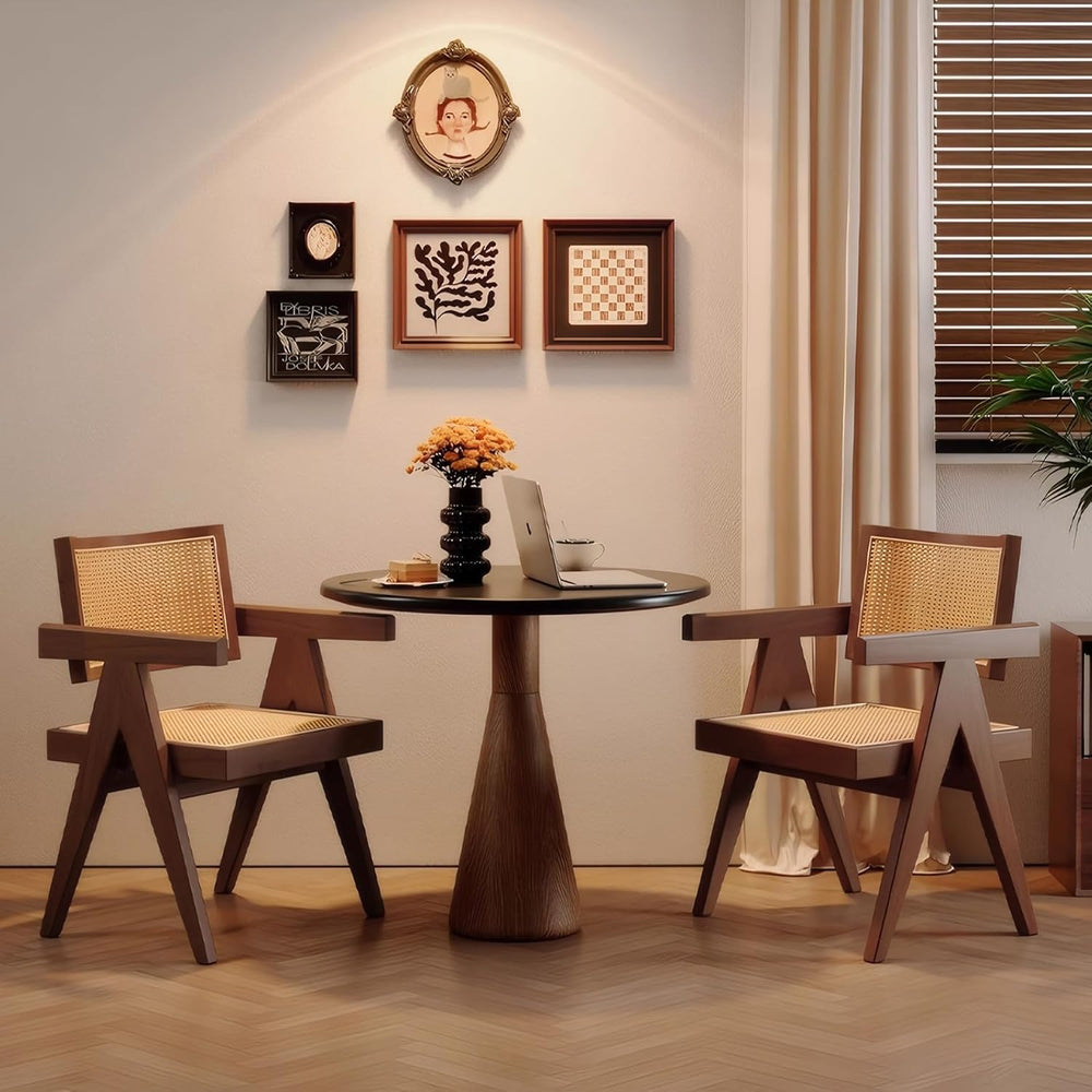 Mid Century Dining Chairs Set of 2, Rattan Accent Armchairs for Living Room, ...