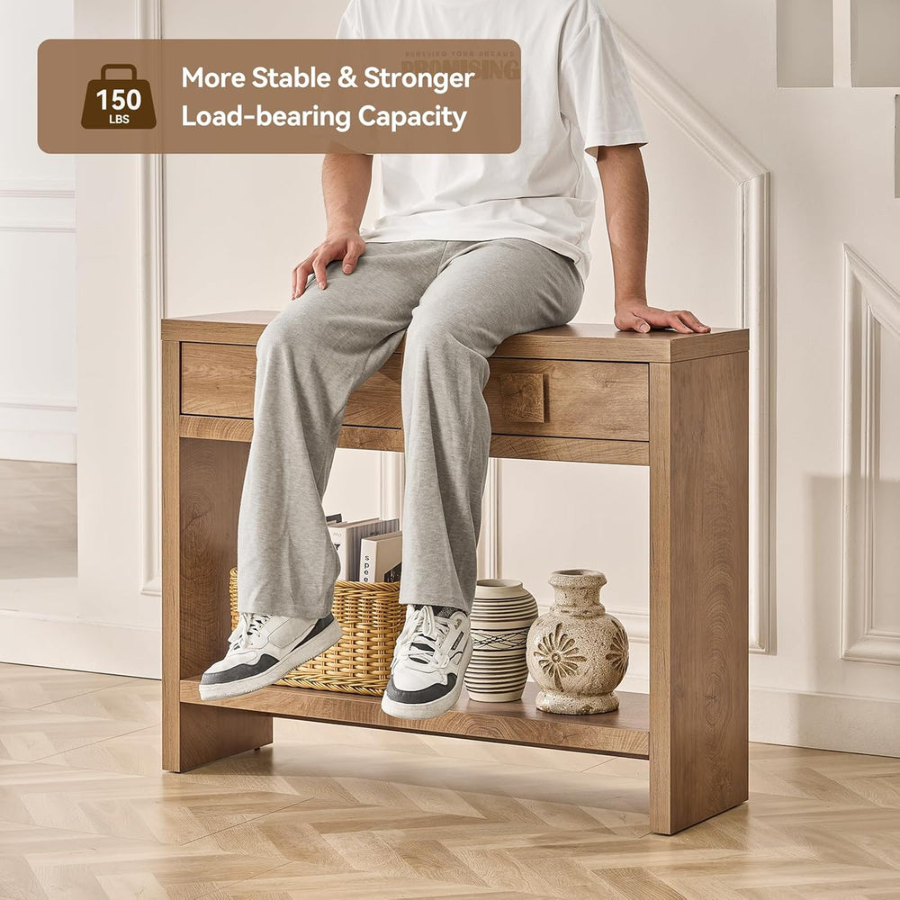 ONBRILL 40 Inch Narrow Console Table with Drawers and Open Shelves | Entryway...