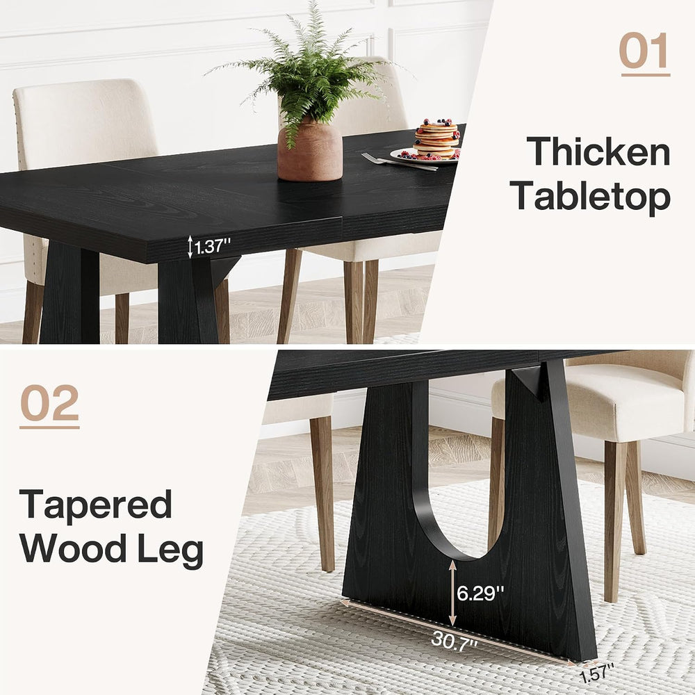 Tribesigns Large Dining Table for 6-8 People, 70.9-Inch Wood Rustic Rectangul...