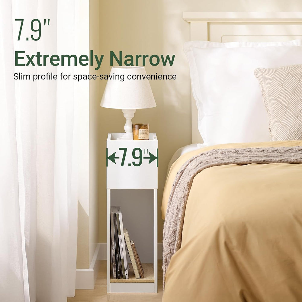 SoBuy Narrow Nightstand with Drawer and Open Shelf | Slim Bedside Table for T...