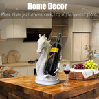 Wine Bottle Holder Wine Racks Tabletop Horse Statue as Home Kitchen Wine Cellar Decorative Storage Organizer, Horse Sculpture Horse Decor Horse Wine Gifts for Women (White)