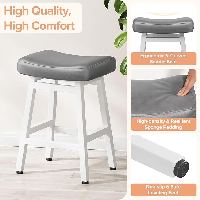 Counter Height Bar Stools Set of 2, 24 Inch Barstools for Kitchen Counter, Ki...