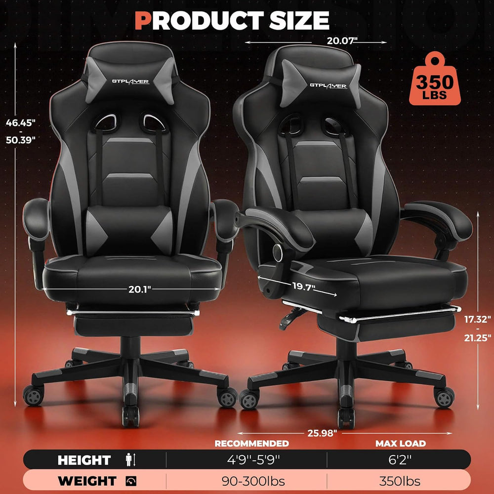 GTPLAYER Gaming Chair for Adults, Big and Tall 350LBS Heavy Duty Office Chair...