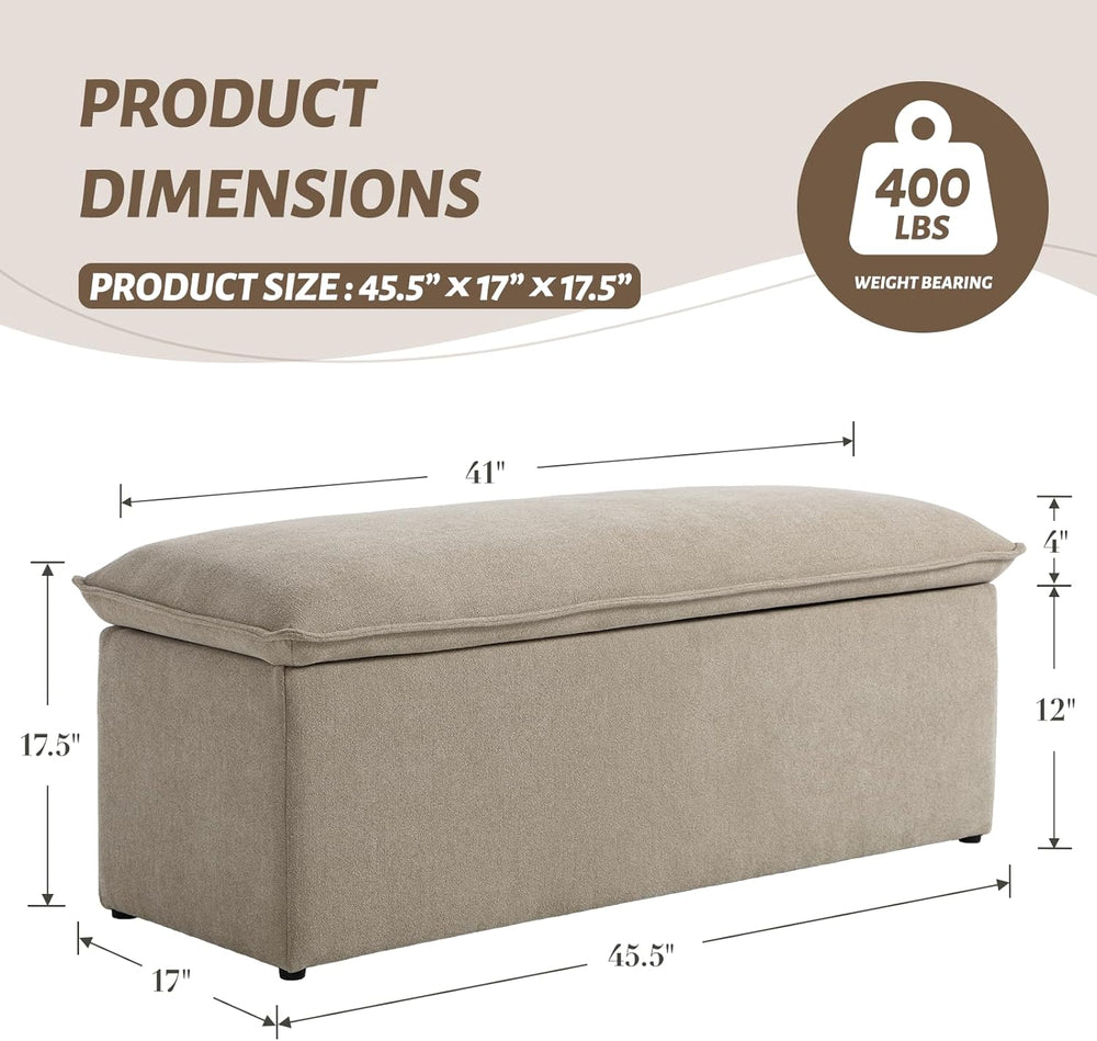Ya-Home Modern Storage Bench, Upholstered Storage Ottoman Chenille Fabric wit...