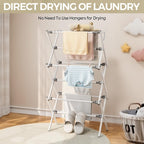APEXCHASER Extra Large Clothes Drying Rack, Foldable & Extendable Laundry Rack with Adjustable Size (20.87"-35.43" L), Space-Saving, Rust-Resistant Frame for Indoor/Outdoor Use, White