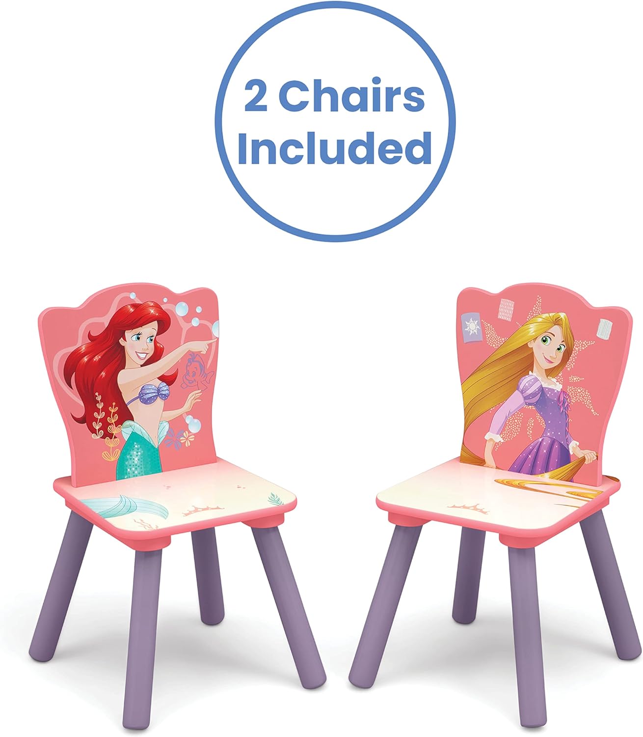 Delta Children Kids Table and Chair Set with Storage (2 Chairs Included) - Ideal for Arts & Crafts, Snack Time, Homeschooling, Homework & More, Disney Princess