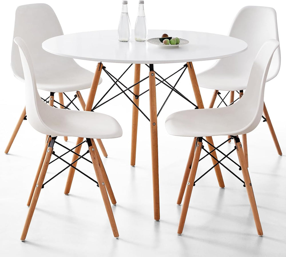 5-Piece Round Dining Set, 35.5" Kitchen Table Chairs Set of 4 | Space Sa...