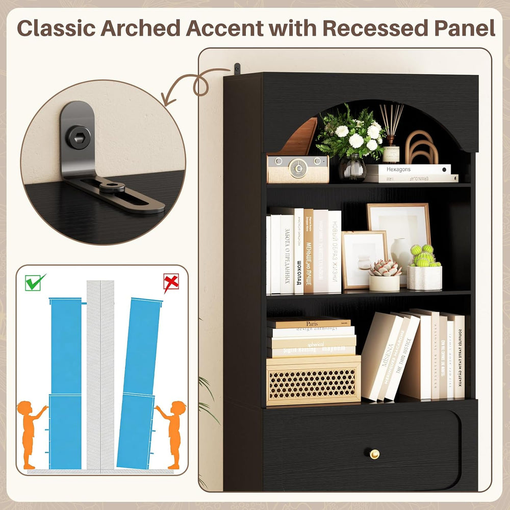 Cyclysio 80" Kitchen Pantry Cabinet with 6 Drawers, Wide Arched Kitchen ...