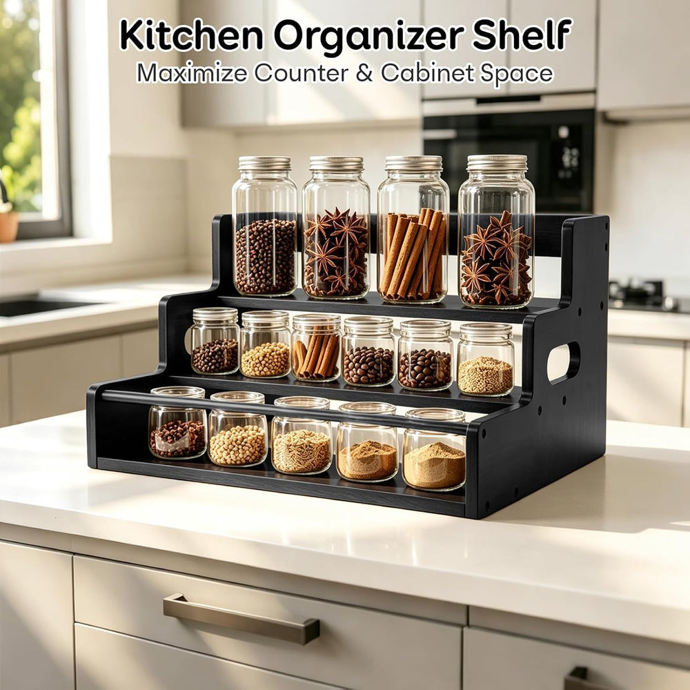 Liquor Bottle Display Shelf, 3 Step Countertop Liquor Wine Rack | Coffee Syru...